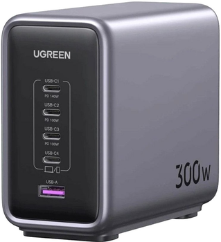 Сетевое зарядное устройство для Ugreen CD333 Nexode 1xUSB+4xUSB-C 300W GaN Desktop Fast Charger Grey (1034528/90903B)