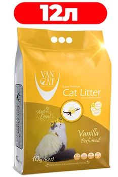 Наповнювач для котів грудкуючий бентонітовий з ароматом ванілі Van Cat Vanilla Perfumed 12л