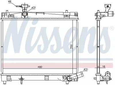 Радиатор охлаждения двигателя SUBARU TREZIA, TOYOTA YARIS, NISSENS (646868)