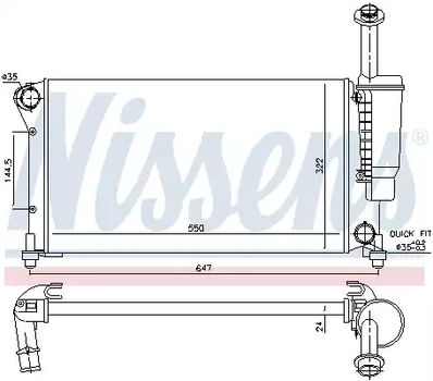 Радіатор охолодження двигуна FIAT PANDA, NISSENS (617852)