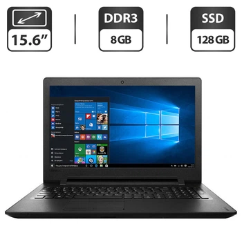 Ноутбук Б-класс Lenovo IdeaPad 110-15IBR / 15.6" (1366x768) TN / Intel Celeron N3060 (2 ядра по 1.6 - 2.48 GHz) / 8 GB DDR3 / 128 GB SSD / Intel HD Graphics / WebCam / HDMI б/в