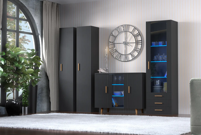 Вітальня комплект Verona 2 Artos Design Чорний Польща (ламінована ДСП/ламінована МДФ)