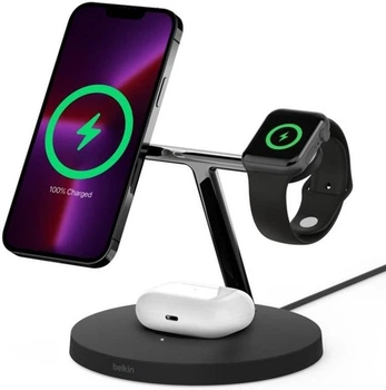 Бездротовий зарядний пристрій Belkin MagSafe 3in1 Wireless Charger, black (WIZ017VFBK)