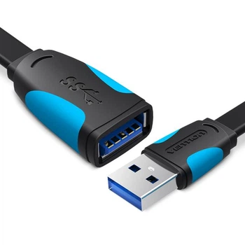 Кабель Vention 1.5м USB 3.0 Удлинитель 5 Гбит/с USB-A папа на USB-A мама Плоский Адаптер Черный (VAS-A13-B150)