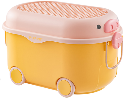 Многофункциональный ящик для хранения игрушек POPPET Свинка Йеллоу На колесах Большой (PP-002Y-L)
