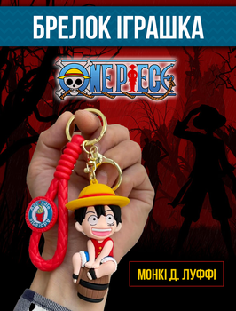 Брелок Ван Піс One piece Великий куш манга Монкі Д. Луффі Luffy Monkey Солом'яний капелюх на бочці для ключів 7,5 см