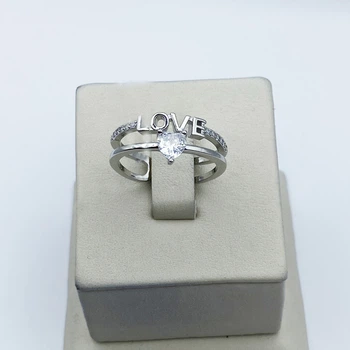 Кільце срібне з кубічним цирконієм "LOVE" 18 2.86 г