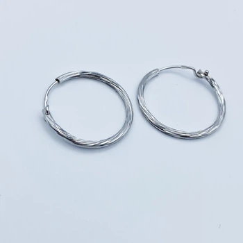 Сережки-кольца серебряные с алмазной гранью d=25мм 2,1 г