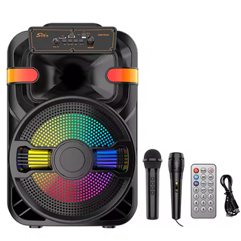 Безпровідна караоке колонка ZQS10102 з двома мікрофонами, Bluetooth акустика 20 Вт, портативна музична система з RGB-підсвічуванням, FM-радіо, USB, TF-картою, TWS, акумулятором 3000 мАг та пультом для вечірок і відпочинку