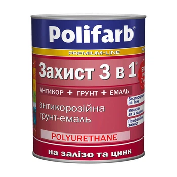 Эмаль Polifarb Защита 3 в 1 графитовая антикоррозионная 0,9 кг