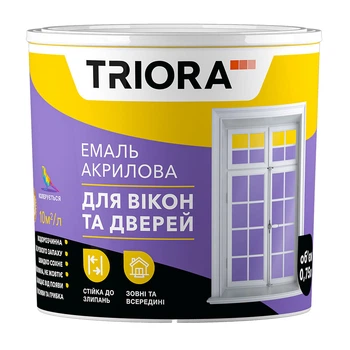 Эмаль акриловая Triora для окон и дверей TR бесцветная 0,75 л