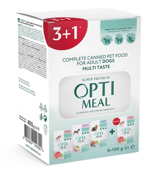 Набір вологого корму для собак Optimeal Complete Canned Pet Food Adult асорті, 4х100 г