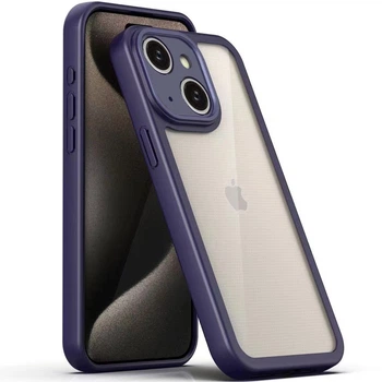 Прозорий силіконовий чохол з кольоровою на окантовкою на Apple iPhone 14 (6.1") (Purple) Epik (191356)