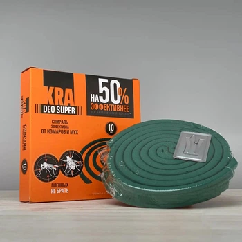 Спираль от комаров и мух KRA Deo Super 10 спиралей + металлическая подставка