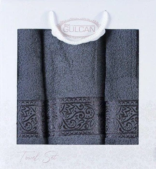 Набор полотенец Gulcan Cotton - Ornament Dark Grey 50*90 (2 шт)+70*140 (1 шт)