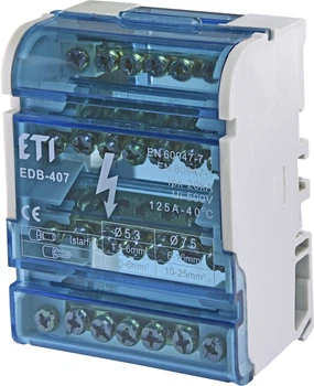 Blok rozdzielczy ETI EDB-407 3L+PE/N 125A 4x7 zacisków 001102303 (3838895633365)