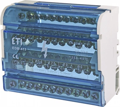 Blok rozdzielczy ETI EDB-411 3L+PE/N 125A 4x11 zacisków 001102304 (3838895633389)