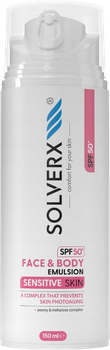 Емульсія для обличчя та тіла Solverx Sensitive Skin SPF 50 150 мл (5905923682751)