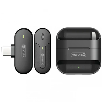 Беспроводной микрофон bluetooth для телефона и планшета Type-C Veron M8-C c кейсом зарядки Черный