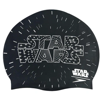 Шапочка для плавания силиконовая юниорская SPEEDO JUNIOR SLOGAN PRINT 808386C353 Star Wars черный-белый