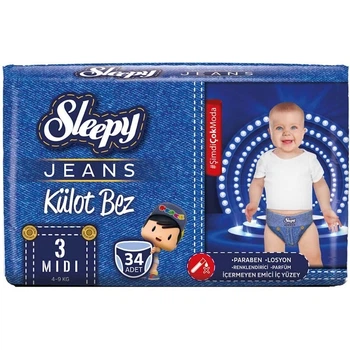 Подгузники-трусики детские Sleepy Jeans midi 3 (4-9 кг) 34 шт.