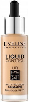 Тональний крем для обличчя Eveline Liquid Control Hd матуючий 016 Vanilla Beige 32 мл (5903416033875)