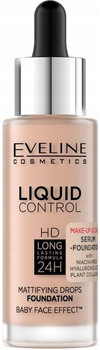 Тональний крем для обличчя Eveline Liquid Control Hd матуючий 003 Ivory Beige 32 мл (5903416058236)