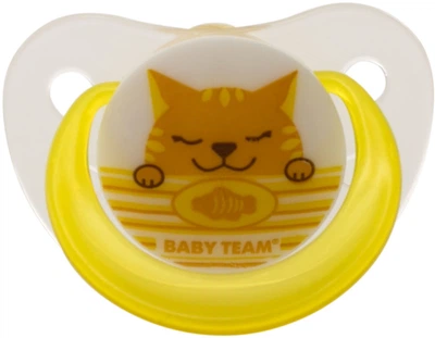 Пустышка латексная Baby Team ортодонтическая 6 м+ Котик (3202_жабка)