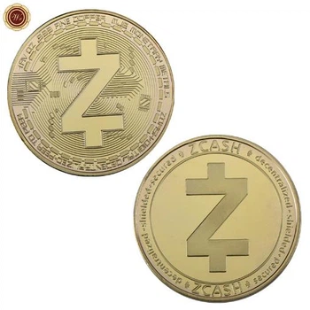 Сувенирная монета Zcash (зеткеш) в пластиковой прозрачной коробке/чехле Золото