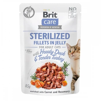 Консервированный корм Brit Care Cat Sterilised Утка и индейка в желе для кошек 85 г (1111163841)