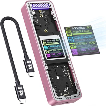 Чехол DOCKCASE Explorer Edition M2 SSD 10s Power Protection, SSD Detection Health Detection, Dual USB-C 3.2 Gen 2 Ports (10Gbps) поддерживает NVMe SSD до 4 ТБ - розовый