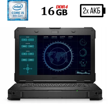Защищенный ноутбук Б-класс Dell Latitude 5424 Rugged / 14" (1920x1080) IPS / Intel Core i5-8350U (4 (8) ядра по 1.7 - 3.6 GHz) / 16 GB DDR4 / 256 GB SSD M.2 / Intel UHD Graphics 620 / WebCam / USB 3.1 / HDMI / Два АКБ б/у