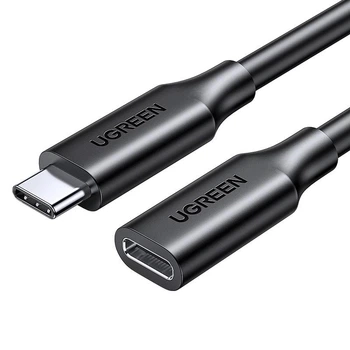 Кабель UGREEN US353 USB-C 3.1 Male to USB-C Female 100W 10Gbps Gen2 5A 4K@60Hz 1m Black (10387)