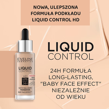 Тональний крем для обличчя Eveline Liquid Control Hd матуючий 016 Vanilla Beige 32 мл (5903416033875)