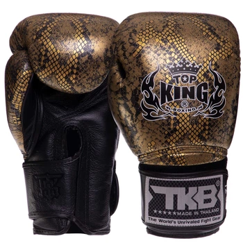 Перчатки боксерские кожаные TOP KING Super Snake TKBGSS-02 (размер 8 oz, Черный-золотой)