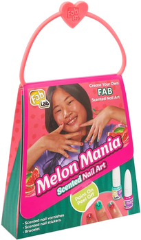 Набір для догляду за нігтями FabLab Melon Mania ароматизовані лаки та наклейки (5713396304847)