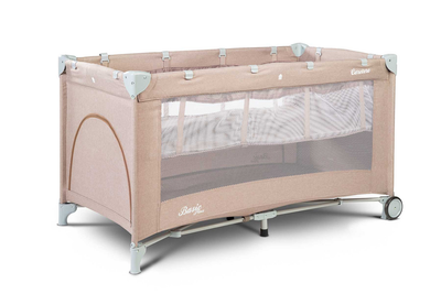 Манеж ліжечко для дітей від народження Caretero Basic Plus Beige матрац в комплекті, 2 рівні висоти дна