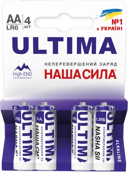 Батарейки НАША СИЛА Ultima AA (LR6) щелочные Alkaline 4 шт. (6922363163274)