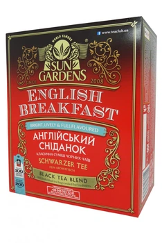 Чай чорний без добавок Sun Gardens English Breakfast 100 пакетиків у конвертах в картонній коробці