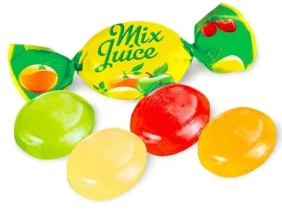 Конфеты леденцы Roshen Mix Juice с фруктово-ягодной начинкой 250 грамм