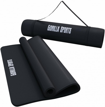 Килимок для тренувань, йоги, пілатесу Gorilla Sports Deluxe 190 x 60 x 1.5 см чорний (4260200843623)