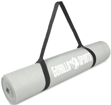 Mata do ćwiczeń, jogi, pilatesu Gorilla Sports PVC 180 x 60 x 0.5 cm chłodna szarość (4250663107578)