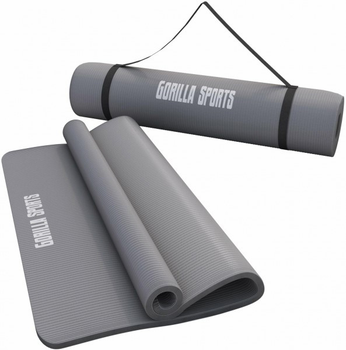 Килимок для тренувань, йоги, пілатесу Gorilla Sports Deluxe 190 x 60 x 1.5 см сірий (4250663105833)