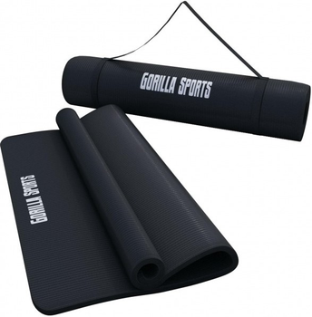 Килимок для тренувань, йоги, пілатесу Gorilla Sports Deluxe великий 190 х 100 х 1.5 см чорний (4260200842343)