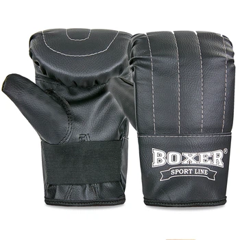 Снарядні рукавички Кожвініл BOXER Тренувальні (р-р L, Чорний) (2015_Чорний_L)