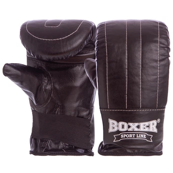 Снарядні рукавички шкіряні BOXER Pro Тренувальні (р-р L, Чорний) (2014_Чорний_L)