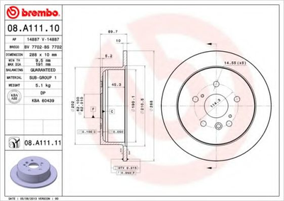 Диск гальмівний Brembo (08A11111)