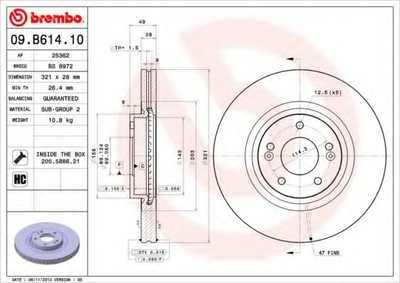 Диск тормозной Brembo (09B61410)