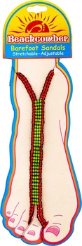 Пляжні сандалі на гумці з бісером Beachcomber Barefoot Sandals (червоно-зелені)
