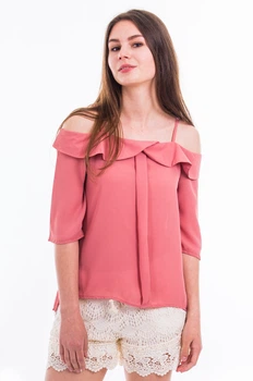 Сорочка ніжно-рожевого кольору з відкритими плечима BEBE PLUS 21179 S (38227S) Рожевий